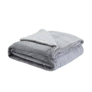 Charlie Light Gray Solid Color Polyester Throw Blanket