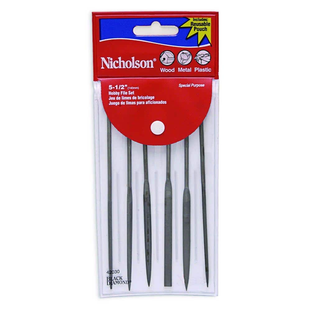 Nicholson Hobby File Set with Pouch (6-Piece per Pack) 42030 - The Home  Depot