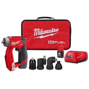 M12 FUEL 12-Volt Lithium-Ion Brushless Cordless 4-in-1 Installation 3/8 in. Drill Driver Kit with 4-Tool Heads