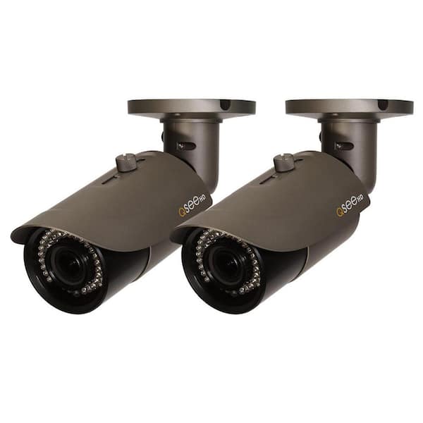 Q-SEE Wired 1080p Indoor/Outdoor IP Bullet Camera with Varifocal Lens and 165 ft. Night Vision (2-Pack)