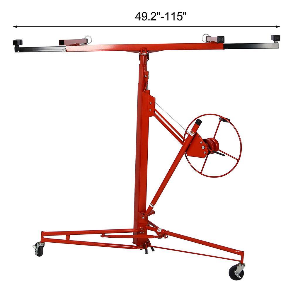 16 ft Red Steel Drywall Panel Hoist with Caster Wheels
