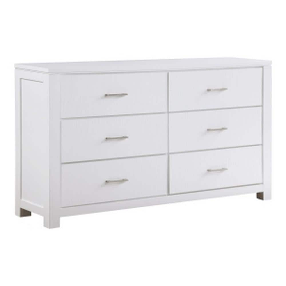 Benjara White And Chrome 6-Drawer 66 In. W Dresser Without Mirror ...