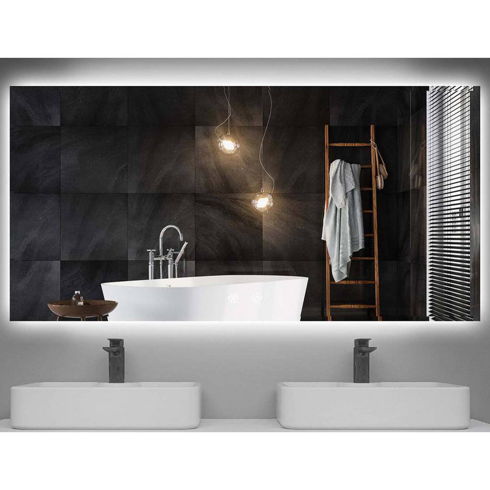 60 in. W x 24 in. H LED Back Light 3 Color Rectangular Aluminum Frameless W