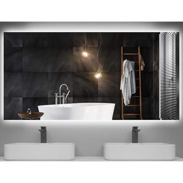 Unbranded 60 in. W x 24 in. H LED Back Light 3 Color Rectangular Aluminum Frameless Wall Bathroom Vanity Mirror in Clear