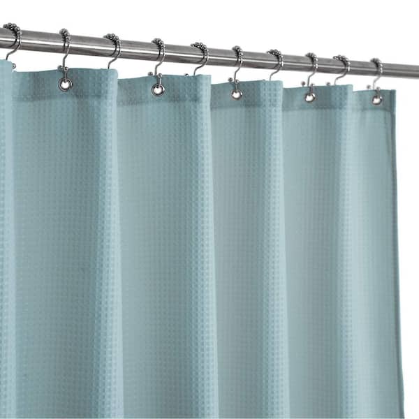 71 in. W x 72 in. L Hotel Luxury Series Fabric Shower Curtain for Bathroom Tub, Water Repellent, in Blue