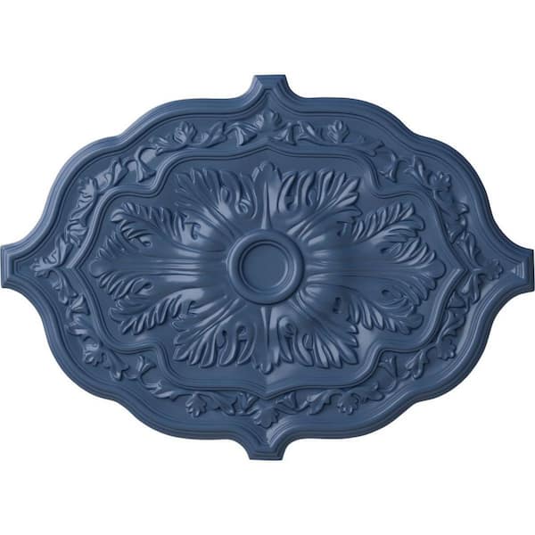 Ekena Millwork 36" W x 26" H x 1-1/2" Pesaro Urethane Ceiling Medallion, Hand-Painted Americana