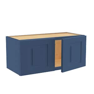 Grayson Mythic Blue Painted Plywood Shaker Assembled Wall Kitchen Cabinet Soft Close 27 W in. 12 D in. 12 in. H