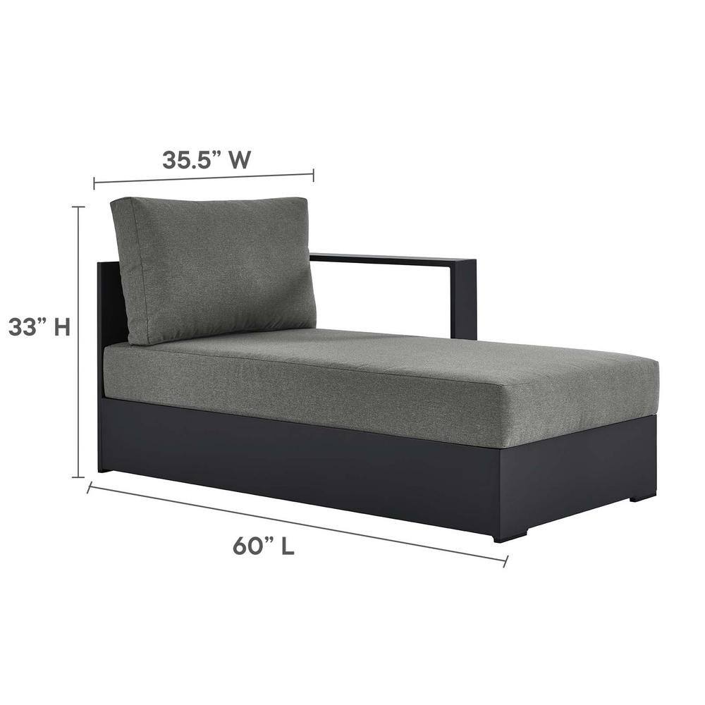 Gray Charcoal Aluminum Outdoor Left Arm Chaise Lounger
