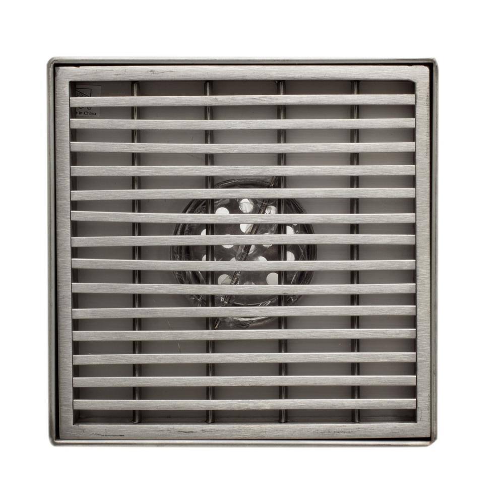 5.25'' Square Stainless Steel Shower Drain with Groove Lines
