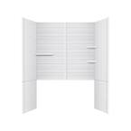 Horizon 60 in. W x 90 in. H 6-Piece Glue Up Marble Alcove Tub Wall Surround in Matte White with Shelves, Trims