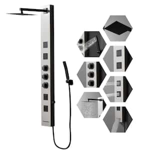 4-in-One 4-Jet Shower Panel Tower System With Rainfall Waterfall Shower Head,and Massage Body Jets in Black Nickel