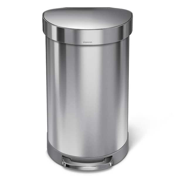 simplehuman 45L Semi-Round Liner Rim Step Kitchen Trash Can