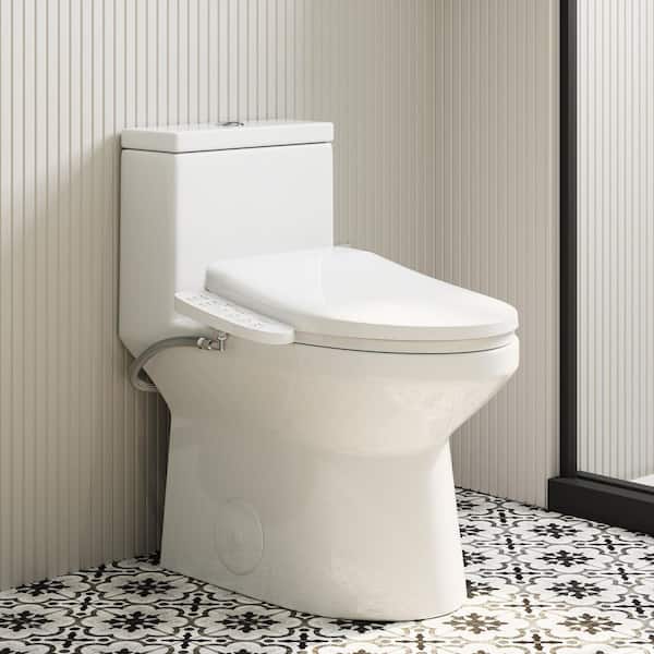 1-Piece 10 in. Rough-In 1.1/1.6 GPF Dual Flush Elongated ADA Chair Height Toilet in White with Smart Bidet Seat