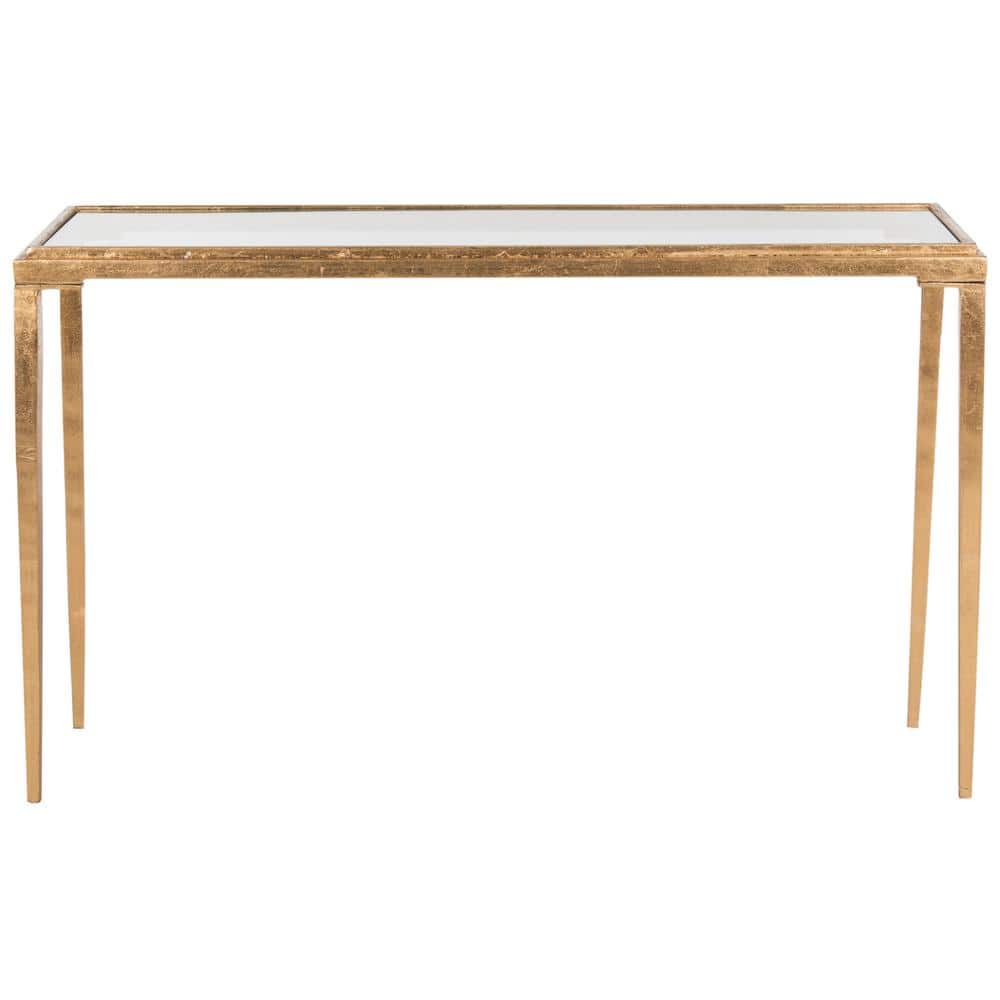 Juliana Gold and Clear Glass Rectangular Cocktail Table