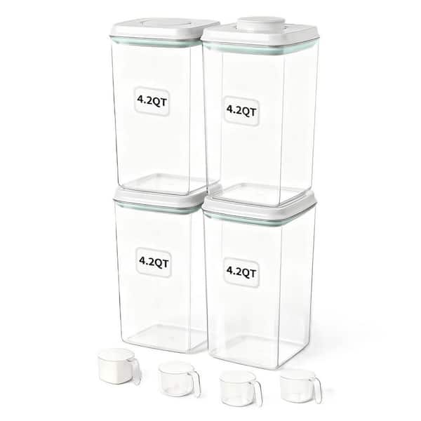 4-Piece 134 oz. Airtight Food Storage Container with Pop Lid and 130ml Scoop, BPA-Free, Stackable, Durable