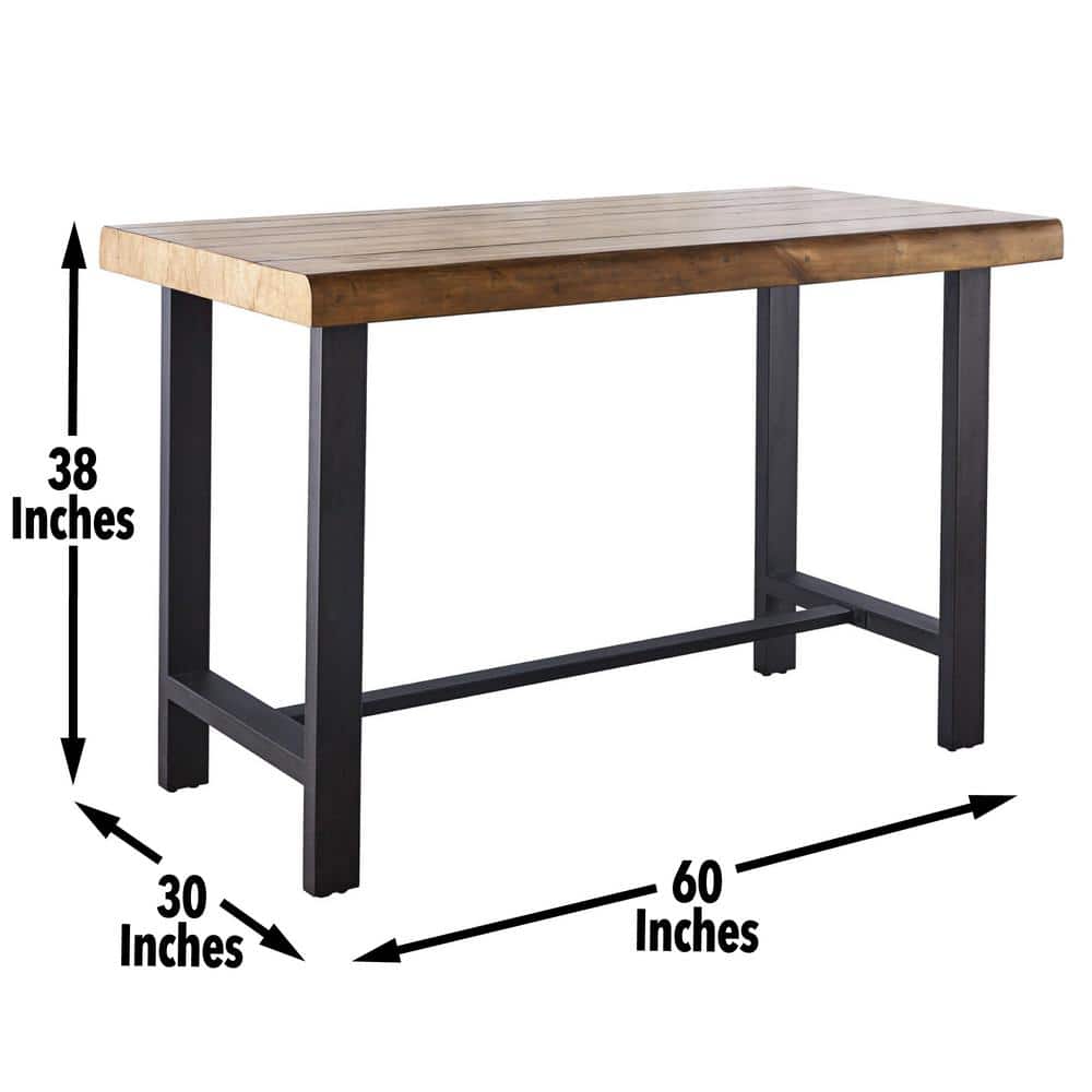 Landon Natural Honey Brown Counter Height Dining Set with Iron Base