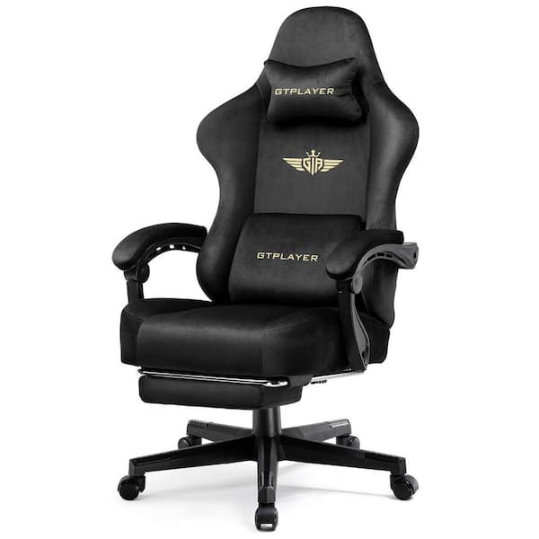 Gaming Chair Fabric Adjustable Height Computer Chair, Black