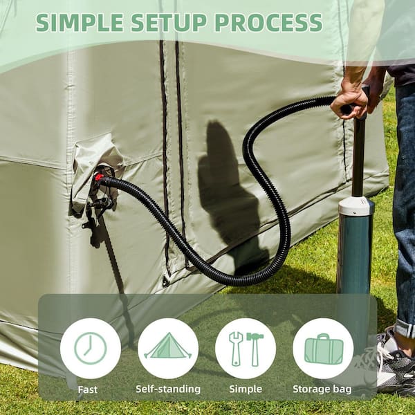 DSNAPE Upgraded 5-12 Person Inflatable Camping Tent with Stove