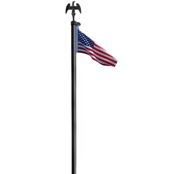 Black 20ft. Heavy Duty Flagpole, 12-Gauge Extra Thick Aluminum Flagpole with 3 x 5 American Flag