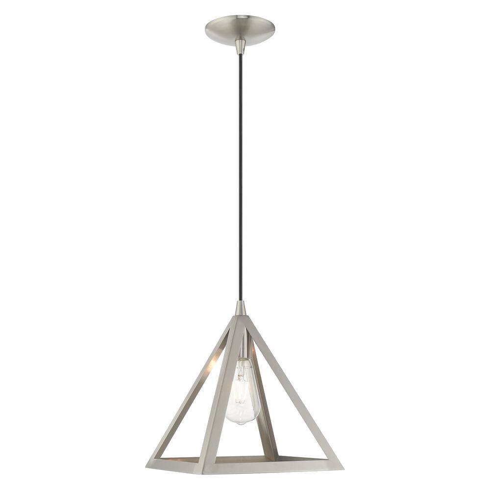 Brushed Nickel Mini Pendant Light with Geometric Shade