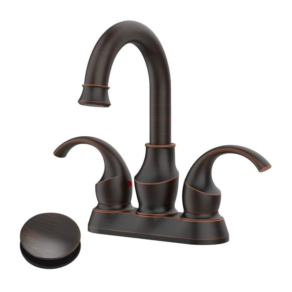 Rotatable 4 in. Centerset Double Handle Bathroom Faucet with Drain Kit Included in Black price history on PriceWatchPro