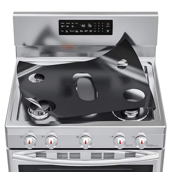 Numhew 2-Pack Black Fiberglass Gas Stove Burner Cover, Stove Guard