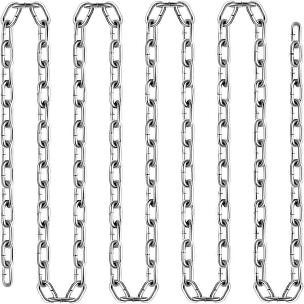 VEVOR 100 ft. x 0.25 in. G30 Tow Chain Proof Coil Chain Zinc Plated 13500 lbs. Load for Towing Logging Agriculture Guard Rails