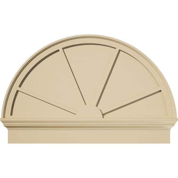 Ekena Millwork 38 in. W x 25-3/4 in. H x 2-3/4 in. P Half Round 4 Spoke Signature Urethane Combination Pediment, Primed Tan