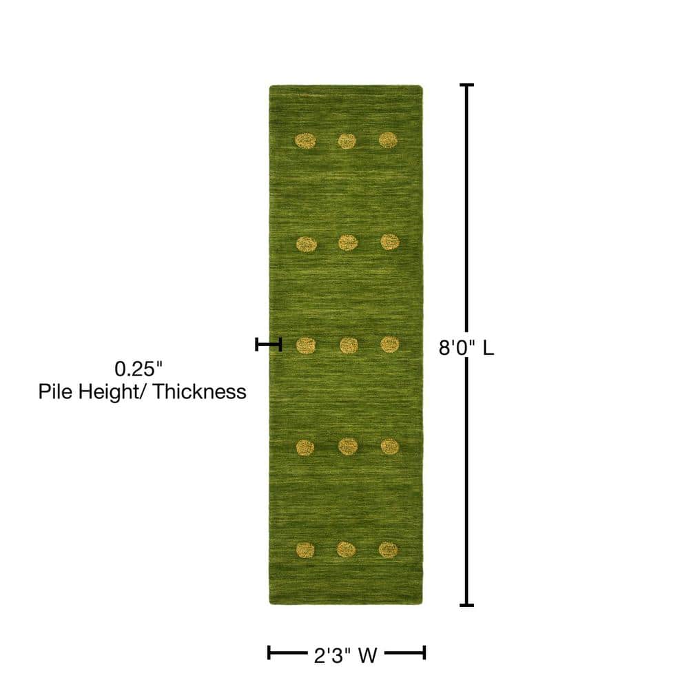 Eco-Chic Artisan Green Wool 2'3" x 8' Runner Rug