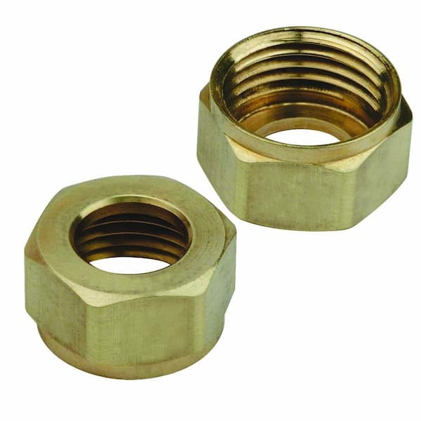 BrassCraft 1/2 in. Brass Faucet-Shank Nuts for 3/8 in. Tubing (2-Pack)