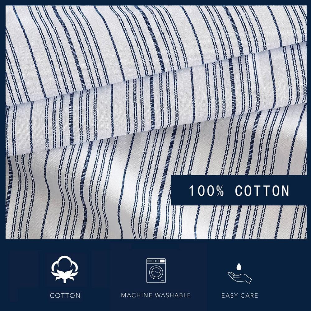 Nautica Beaux Stripe Blue Cotton Percale Duvet Cover