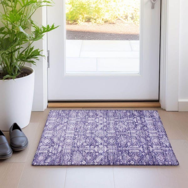 Chantille Machine Washable Indoor/Outdoor Abstract ACN1771 Purple 2 ft. x 3 ft. Accent Rug