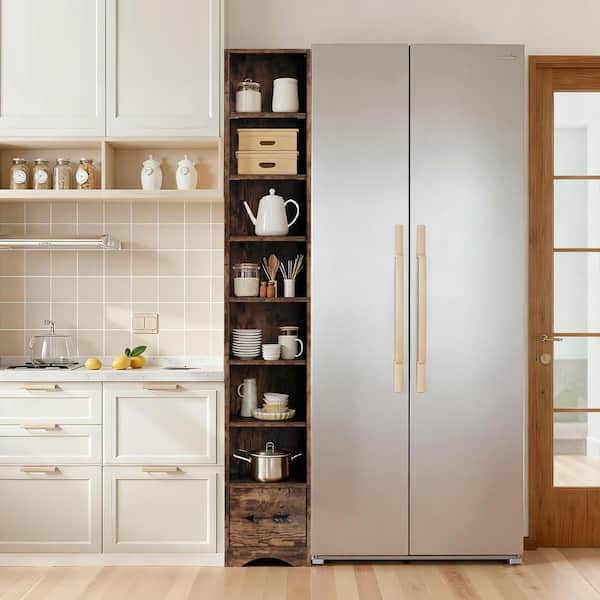 VECELO Tall Narrow Bookshelf with Adjustable Shelves 70.9 in. Slim