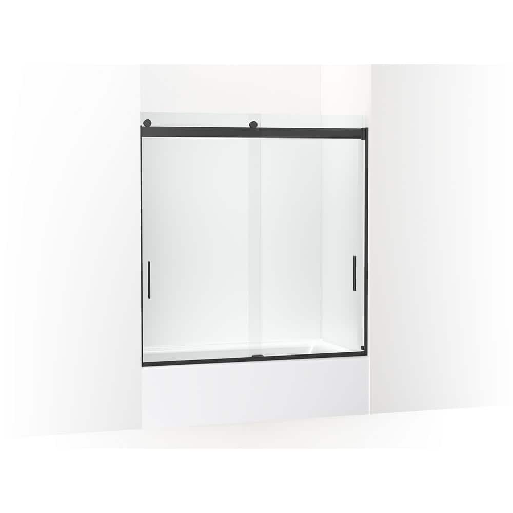 Levity Matte Black 60" x 62" Sliding Bath Door with Clear Glass
