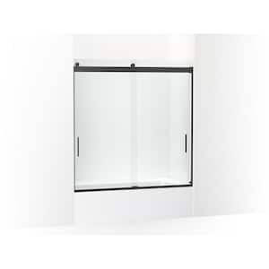 Levity 56-60 in. W x 62 in. H Sliding Frameless Bathtub Door in Matte Black