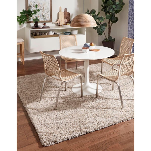 Solid Shag Taupe 8 ft. Square Area Rug