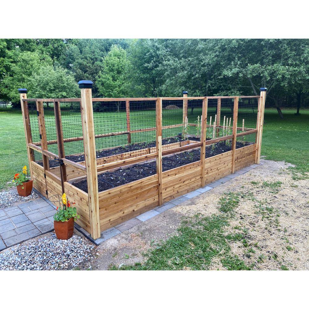 8 ft. x 16 ft. Cedar Garden Bed with Deer Fence