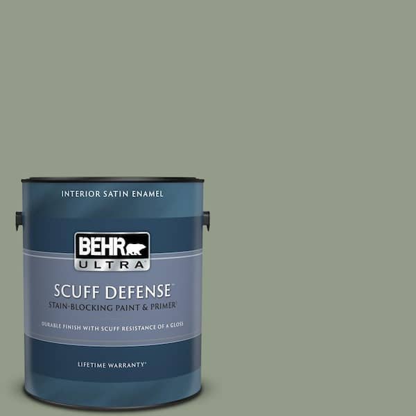 BEHR ULTRA 1 gal. #430F-4 False Cypress Extra Durable Satin Enamel Interior Paint & Primer