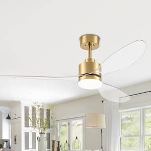 Sawyer 52 in. Integrated LED Indoor Clear-Blade Gold Ceiling Fans with Light and Remote Control Included
