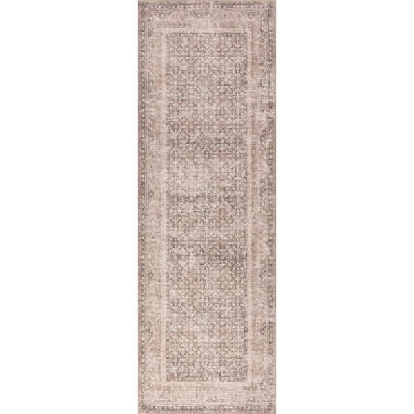 Hillstone Collection Traditional Vintage Medallion Olene Light Brown 2 ft. 8 in. x 8 ft. Runner Rug