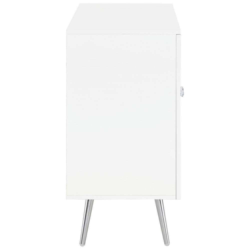 White High Gloss 2-Tier Accent Cabinet with Glass Shelf