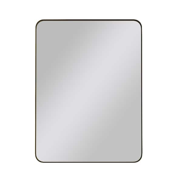 WELLFOR 40 in. W x 30 in. H Rectangular Framed Wall Mount Bathroom Vanity Mirror in Black