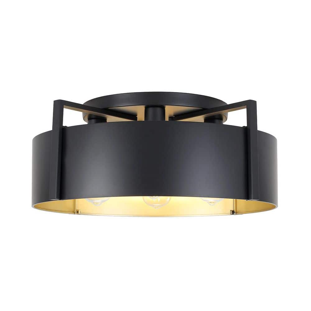 Brookley 20.47 in. Modern Drum Black Semi-Flush Mount for Hallway, Bedroom, Kitchen, Bulb(s) required included price history on PriceWatchPro