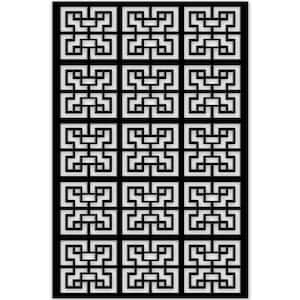 Chinese Maze 4 ft. x 32 in. Black Vinyl Decorative Screen Panel