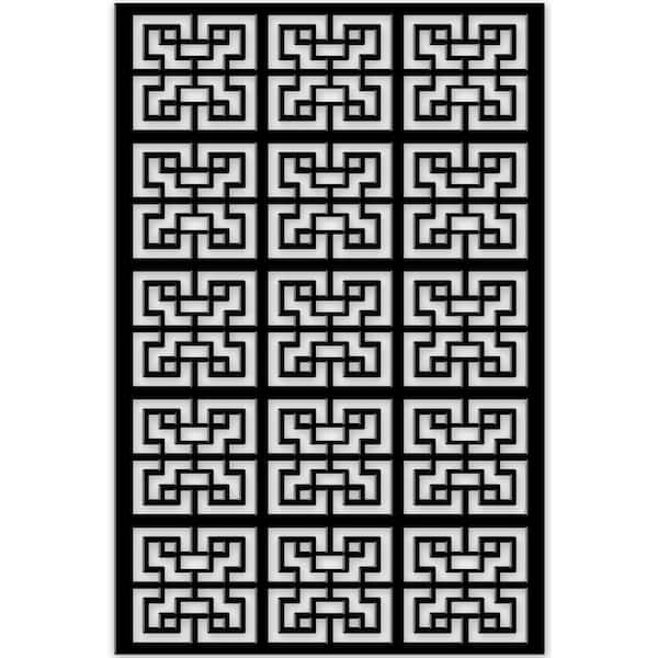 Acurio Latticeworks Chinese Maze 4 ft. x 32 in. Black Vinyl Decorative Screen Panel