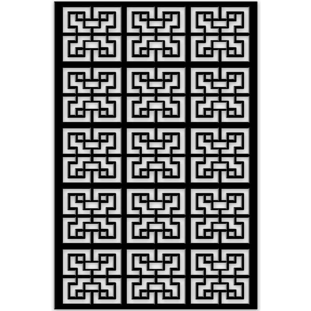 Chinese Maze 4 ft. x 32 in. Black Vinyl Decorative Screen Panel