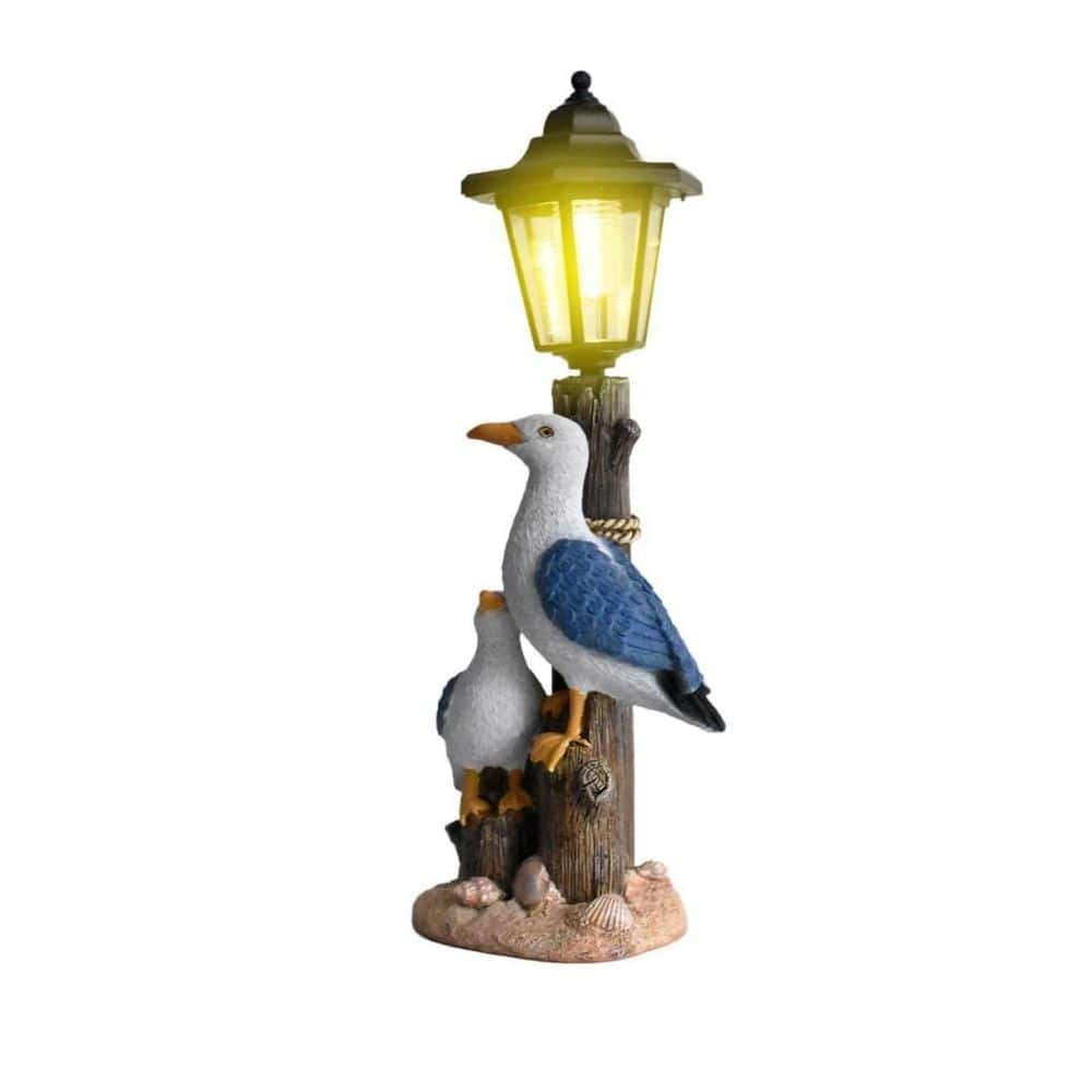 7 in. x 17 in. Multi-Colored Resin Solar Outdoor Decor Seagull