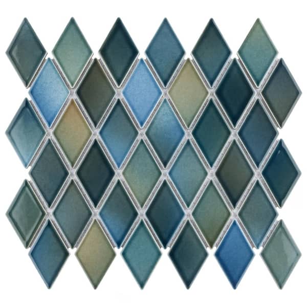 Hudson Kite Lagoon 10-1/4 in. x 11-3/4 in. Porcelain Mosaic Tile (8.6 sq. ft./Case)
