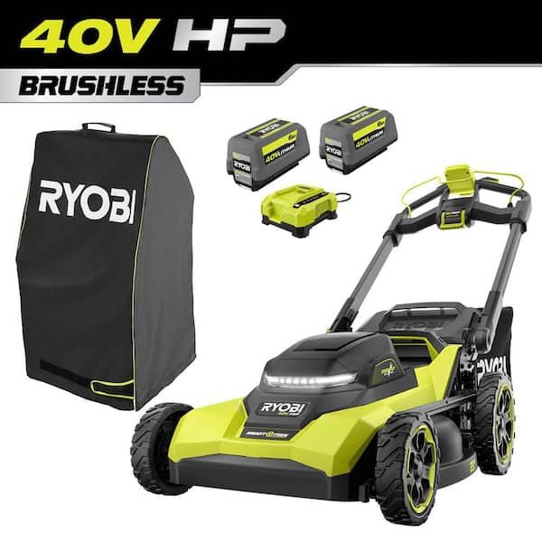 40V HP Brushless 21" Cordless Walk Behind Multi-Blade Self-Propelled Mower w/ UV Resistant Cover, Batteries, & Charger
