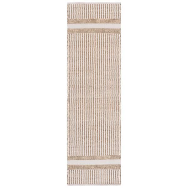 Natural Fiber 2 ft. x 8 ft. Natural/Ivory Striped Runner Rug